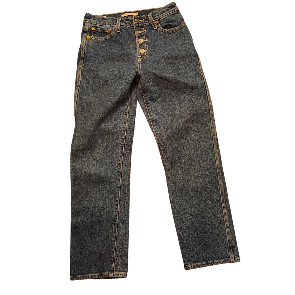 Levi’s Wedgie Straight Jeans 26x26 High Rise Exposed Button Fly Blue Denim
